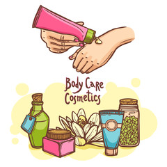 Body care cosmetics products ad poster