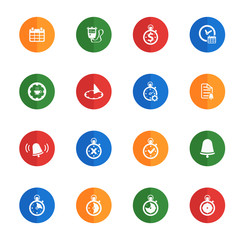 Clocks, time icons set.