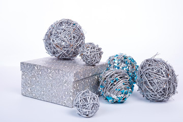 Blue and silver xmas decoration with square box