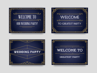 Naklejka premium Set of Great Quality Style Invitation in Art Deco or Nouveau Epoch 1920's Gangster Era Collection Vector