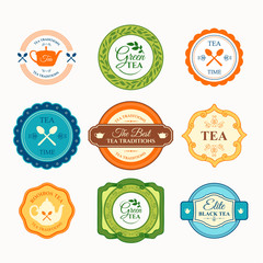 Vector Illustration with tea logo on white background. 