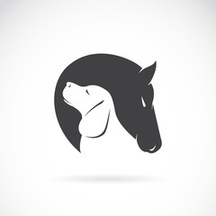 Fototapeta premium Vector of horse and dog on white background. Pet. Animal. Easy editable layered vector illustration.