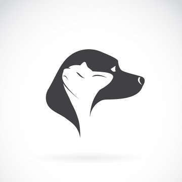 Vector image of dog and cat on white background