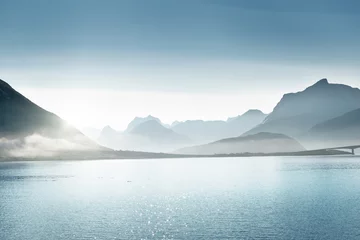 Plexiglas foto achterwand bergen, Lofoten eilanden, Noorwegen © Iakov Kalinin