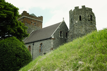 Fototapeta na wymiar Medieval Dover Castle on the hill above Dover, United Kingdom