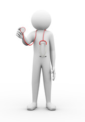 3d man doctor with stethoscope illustration