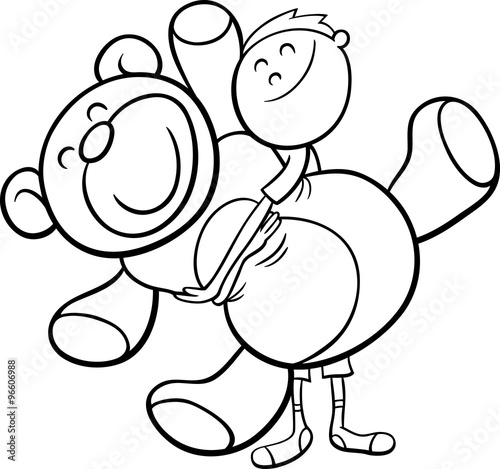 "boy and teddy coloring book" Stock image and royalty-free vector files