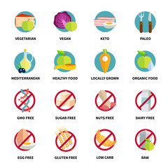 Diets Icons Set