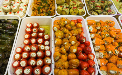 Greek  antipasti.  antipasti  on the market