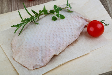 Raw duck breast