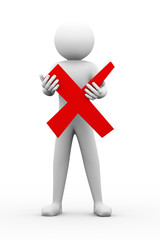 3d man holding cross sign illustration