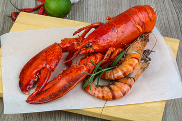Lobster and shrimps