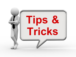 3d businessman with speech bubble - tips & tricks