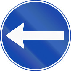 Norwegian mandatory direction sign - Turn left