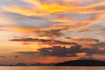 Fototapeta na wymiar sea still sunset
