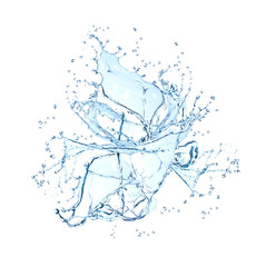 blue water splash isolated on white background