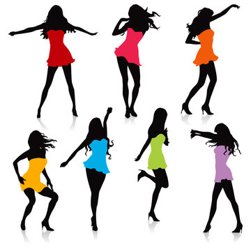 various girls dancing silhouettes