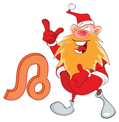 Illustration of a Cute Santa Claus. Astrological Sign in the Zodiac Leo. Cartoon Character