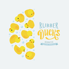 Vector decorating design made of yellow rubber ducks