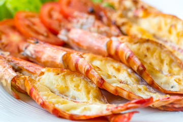 Grilled shrimp on plate