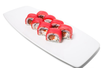 Japanese uramaki tuna roll.
