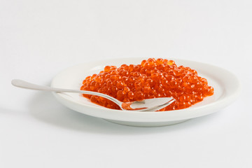 red caviar with spoon