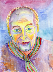 Portrait of a Man. Figure in the avant-garde style. Watercolor 