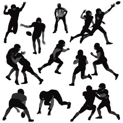 various football player poses