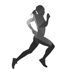 Fototapeta na wymiar Running woman. Abstract geometric vector silhouette