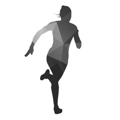 Running woman. Abstract geometric vector silhouette