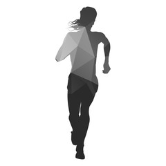 Running woman. Abstract geometric vector silhouette