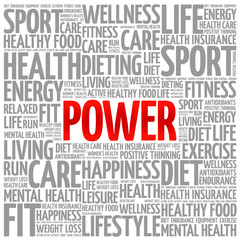 POWER word cloud background, health concept