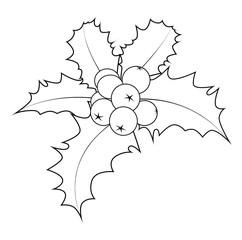 Holly berry silhouette, Christmas leaves and fruits icon, symbol, design. Winter vector illustration isolated on white background.