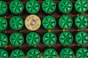 background from green hunting cartridges