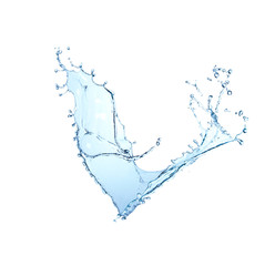blue water splash isolated on white background