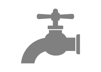 Grey faucet icon on white background