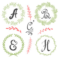 Vector illustration with calligraphic monogram.