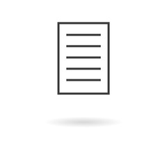 Dark grey icon for file  on white background with shadow