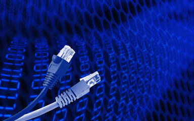 Colorful network cable with RJ45 connectors, blue network cable