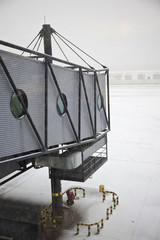 Fototapeta na wymiar Snowing on the airport