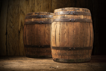 old wooden barrel