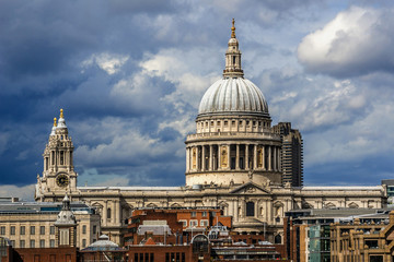 Fototapeta na wymiar View of London skyline on Thames River. London, UK