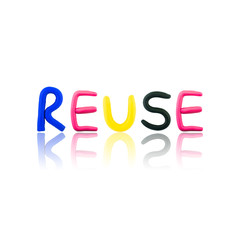 reuse , clay on white background