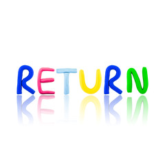 return , clay on white background