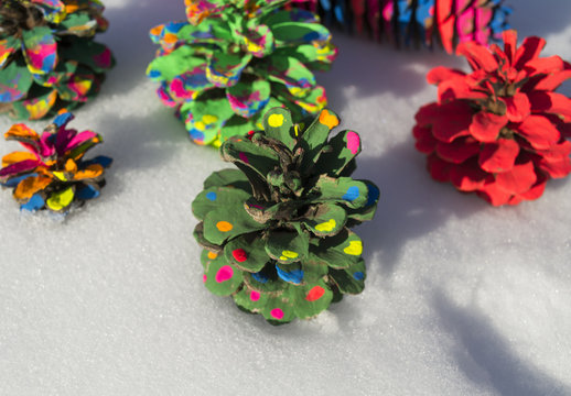Painted Pine Cone Christmas Trees