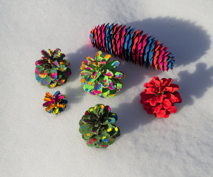 Painted Pine Cone Christmas Trees