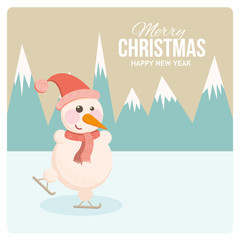 Greeting card with a snowman 