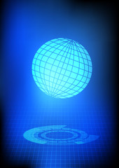 Fototapeta na wymiar Vector : World with abstract circle on blue technology backgroun