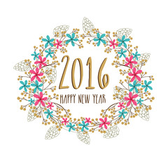 Greeting card design for New Year 2016 celebration.