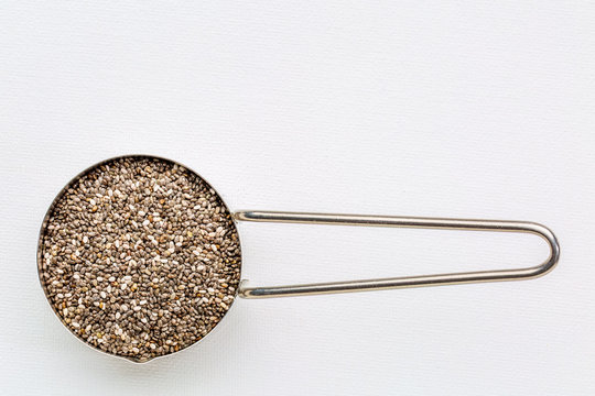 chia seeds in metal scoop